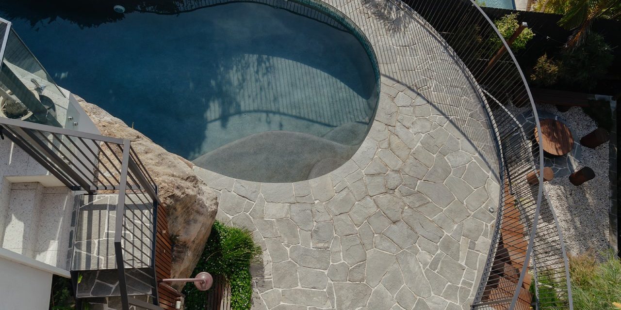 crazy paving around pools