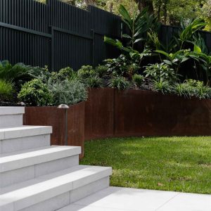 Corten steel retaining wall for garden design consultation