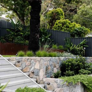 Formal wide stairs by landscape contractors