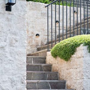 Modern stairs with crazy paving style