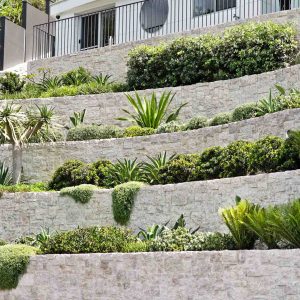 Beautifully arranged terraced gardens with flowers