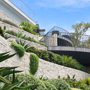 Beautifully arranged terraced gardens with flowers