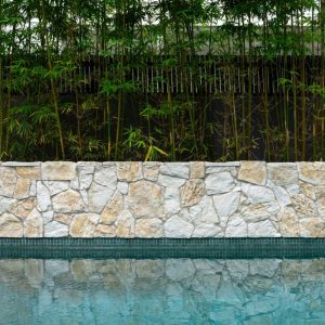 stone clad feature wall